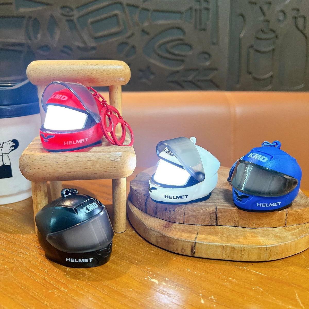 Mini Motorcycle Helmet LED Keychain