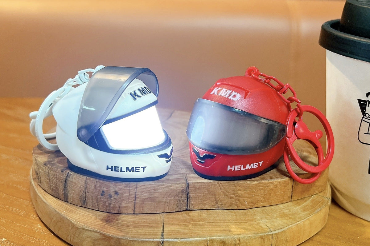 Mini Motorcycle Helmet LED Keychain