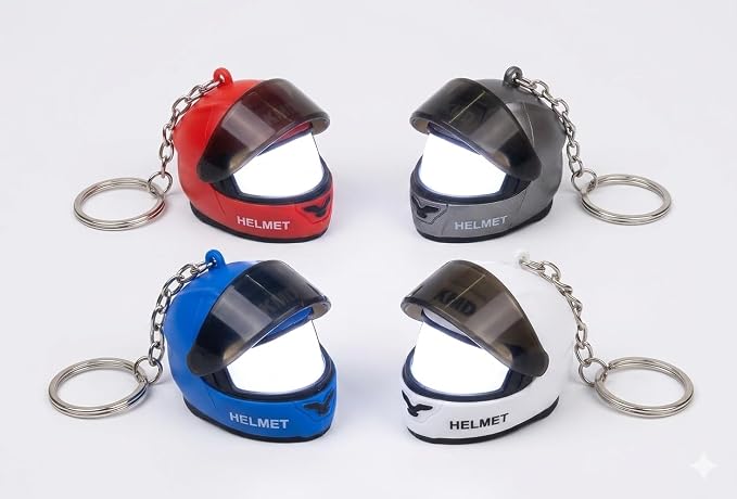 Mini Motorcycle Helmet LED Keychain