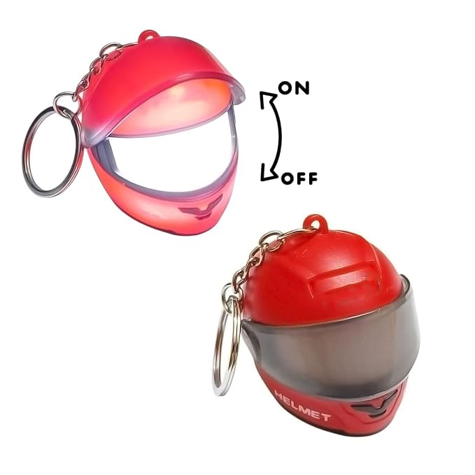 Mini Motorcycle Helmet LED Keychain